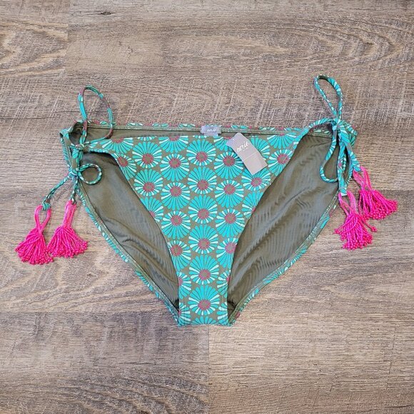 NWT AERIE | Beaded Tassel Patterned Swim Bikini Bottoms | Sz. XL - Picture 1 of 6